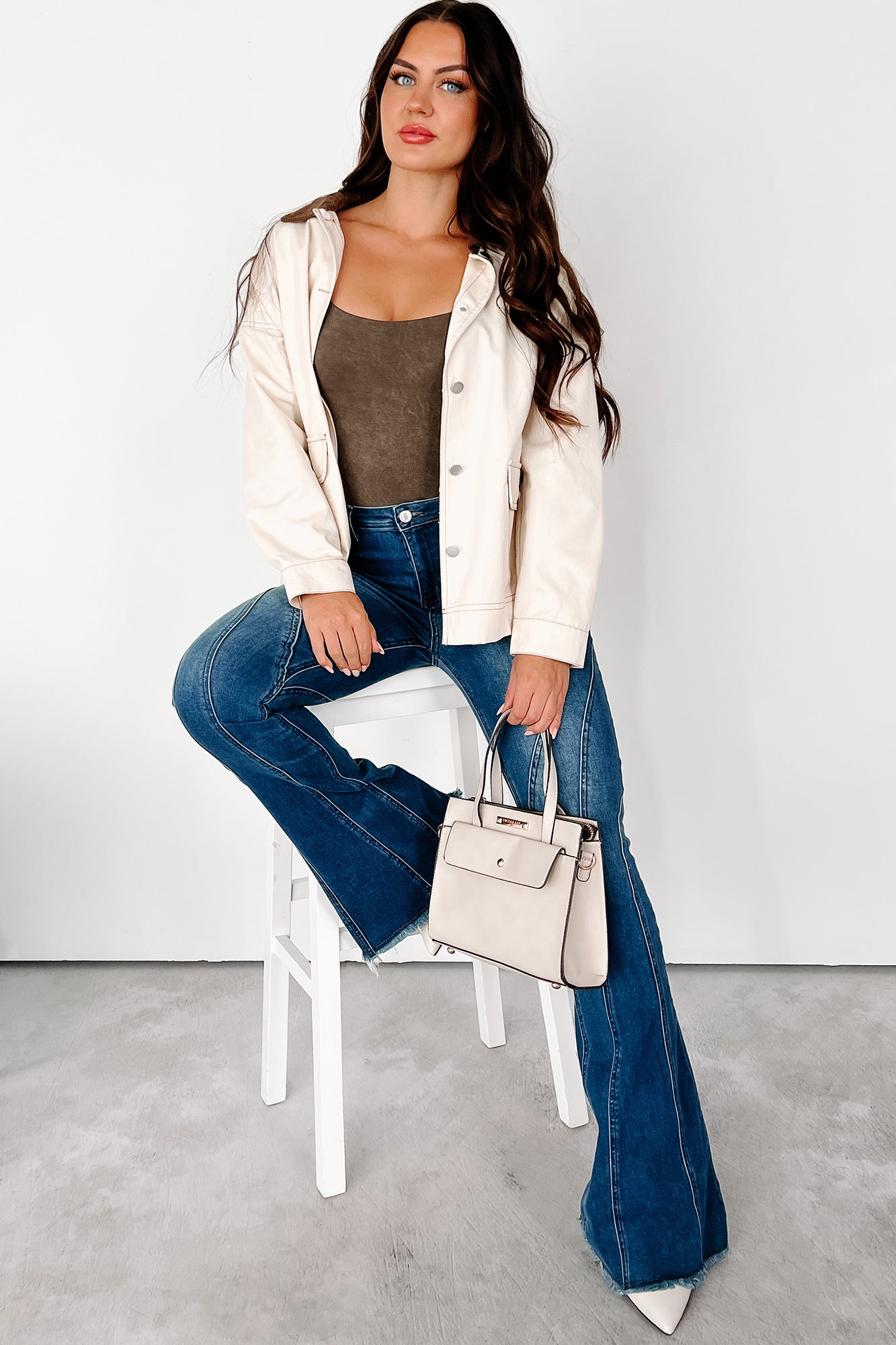 Randy Lightweight Contrast Collar Jacket (Beige/Brown)-The Formal Wear