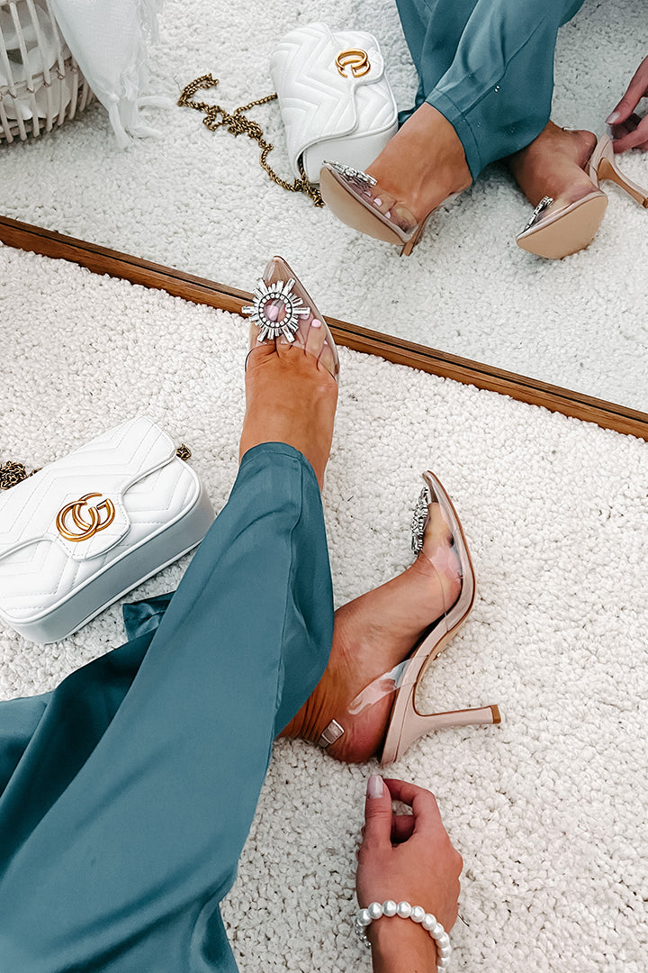 Night In The Hamptons Billini Bejeweled Slingback Heels (Nude)-The Formal Wear