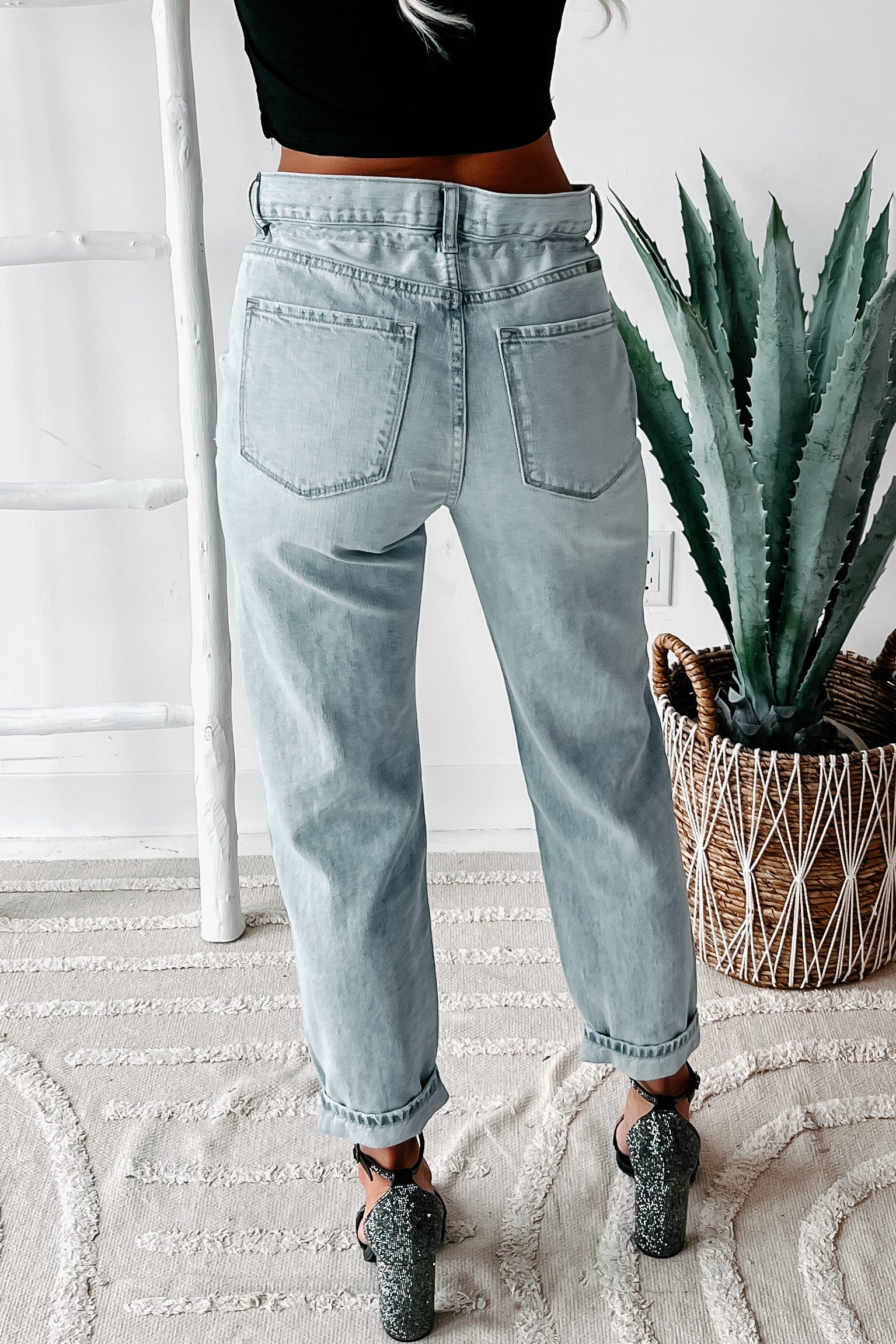 Drawing Conclusions High Rise Straight Leg Drawstring Waist Kancan Jeans (Light)-The Formal Wear