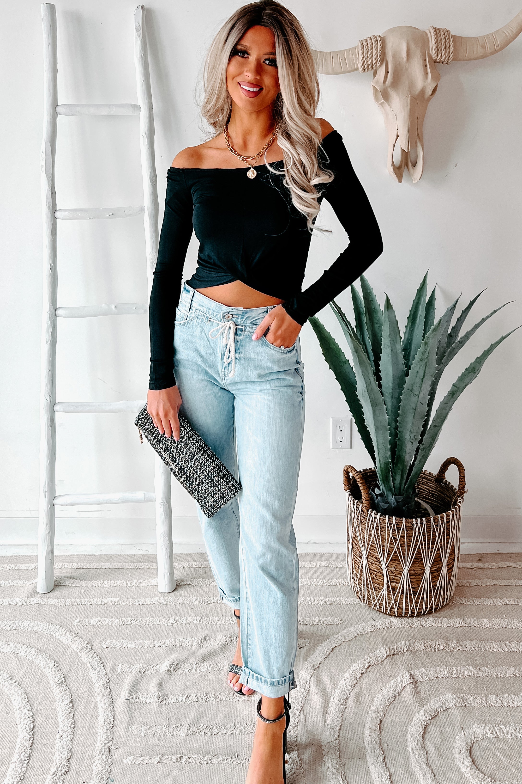 Drawing Conclusions High Rise Straight Leg Drawstring Waist Kancan Jeans (Light)-The Formal Wear