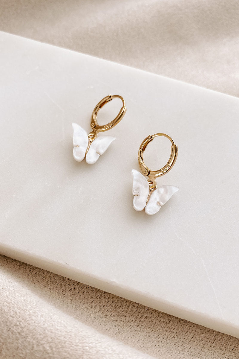 Monarch Moment Dangle Earrings (White)-The Formal Wear