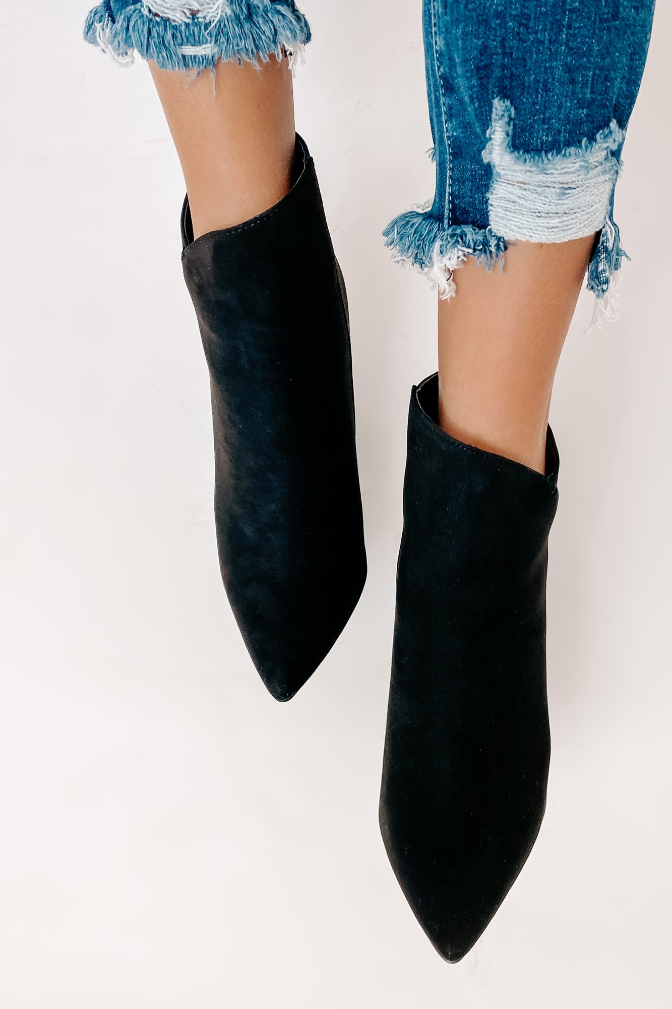 Plot Twist Faux Suede Booties (Black)-The Formal Wear