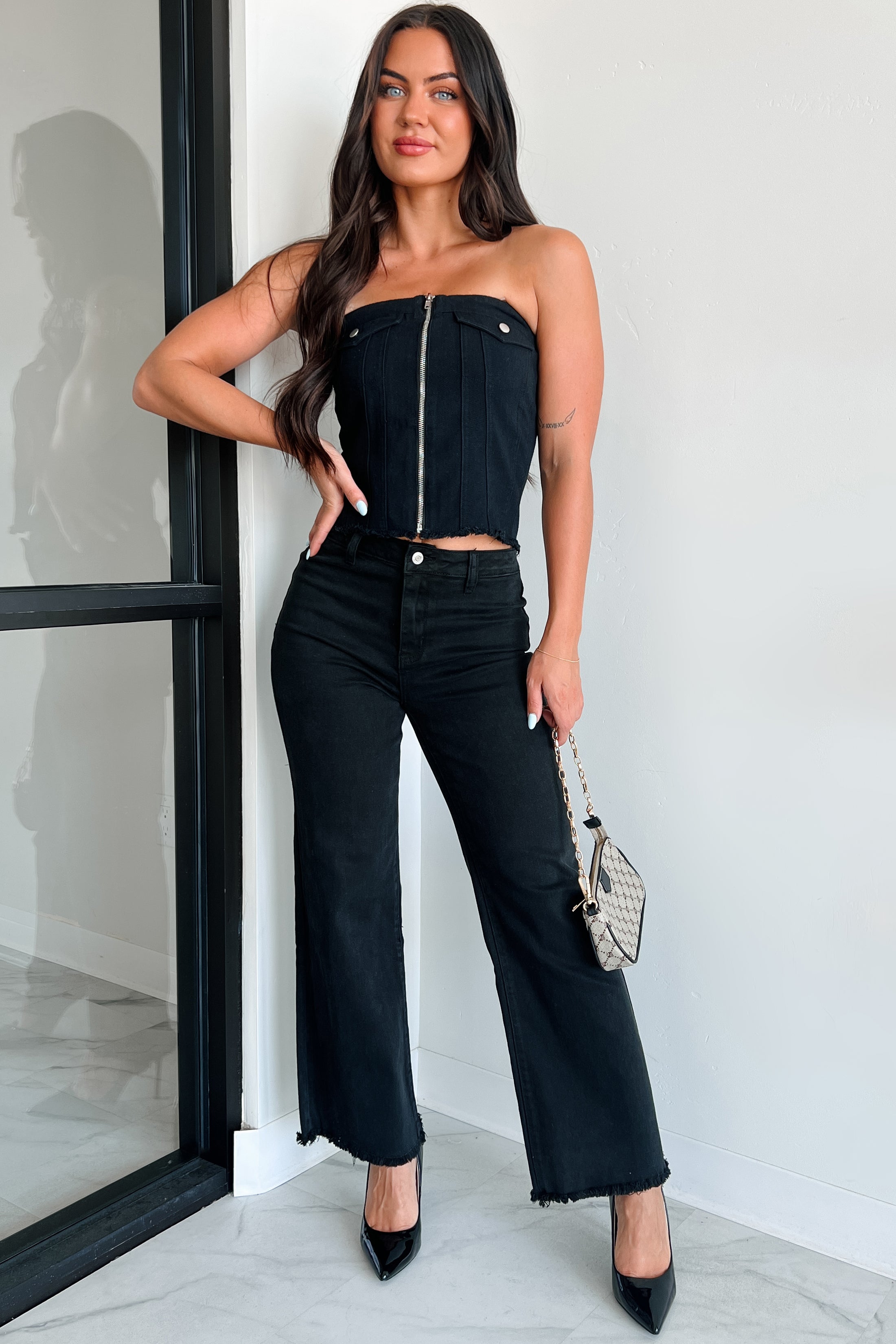 Azriel High Rise Straight Leg Zenana Jeans (Black)-The Formal Wear