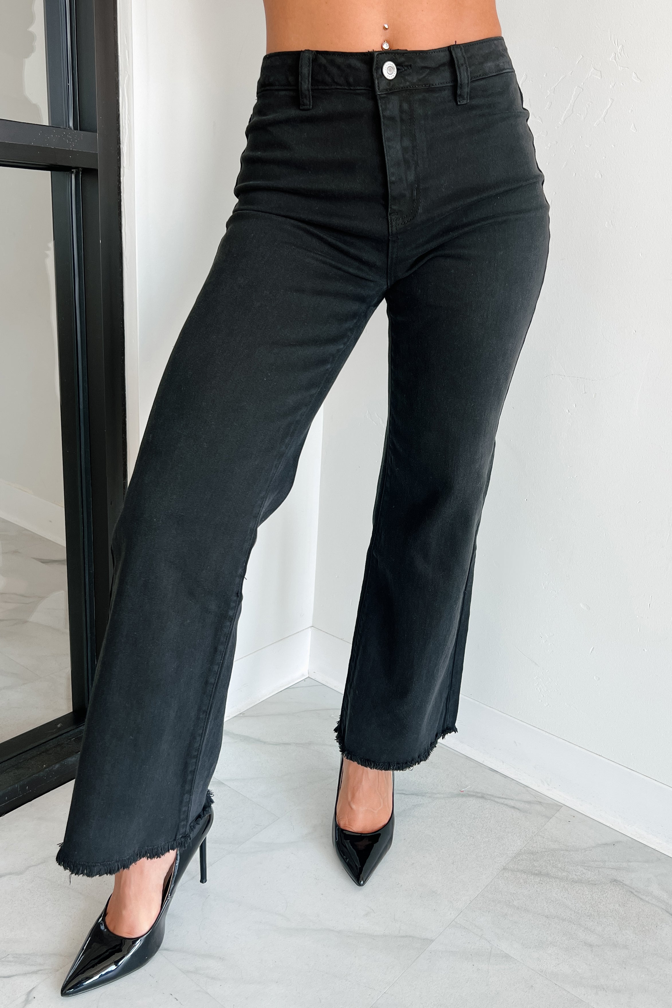 Azriel High Rise Straight Leg Zenana Jeans (Black)-The Formal Wear