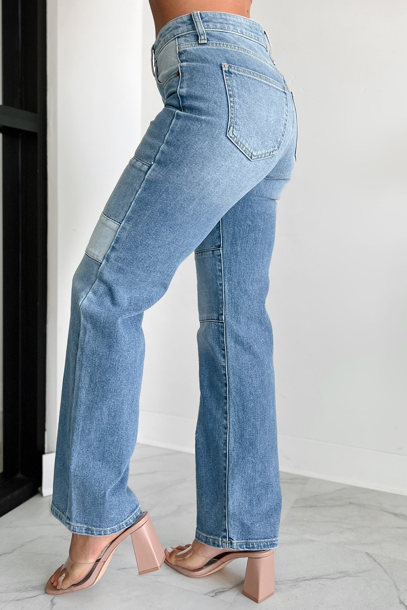 Cyprus Straight Leg Patchwork Sneak Peek Jeans (Light Vintage)-The Formal Wear