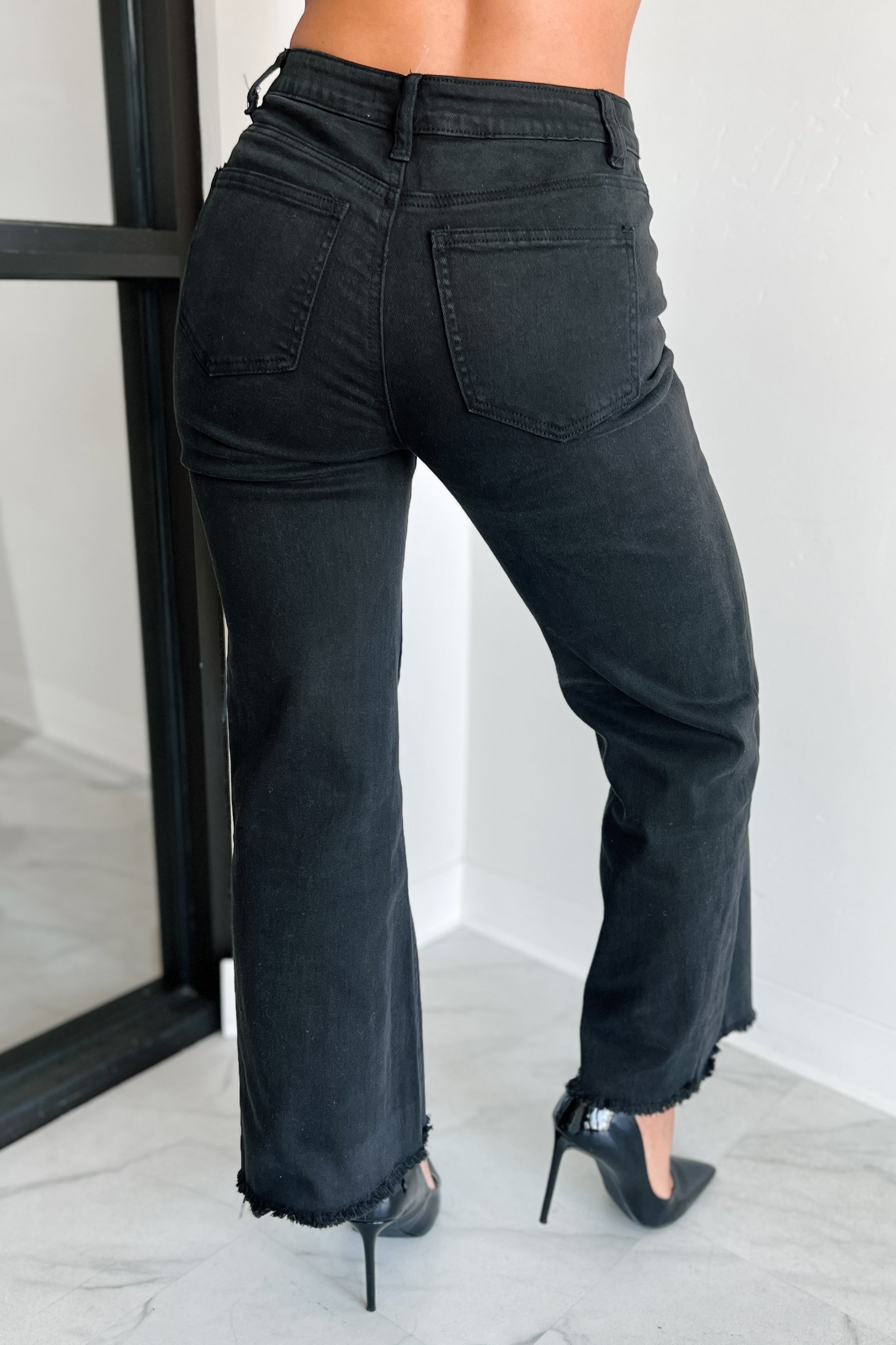 Azriel High Rise Straight Leg Zenana Jeans (Black)-The Formal Wear