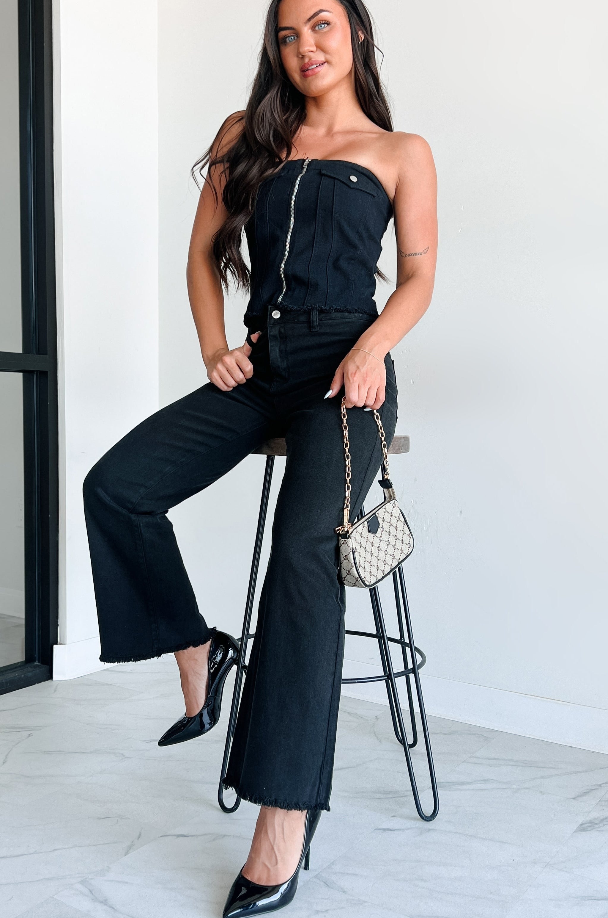 Azriel High Rise Straight Leg Zenana Jeans (Black)-The Formal Wear