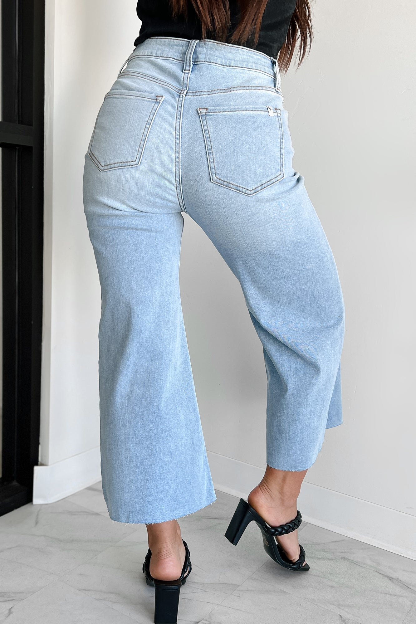 Ansel High Rise Crop Wide Leg Sneak Peek Jeans (Light)-The Formal Wear