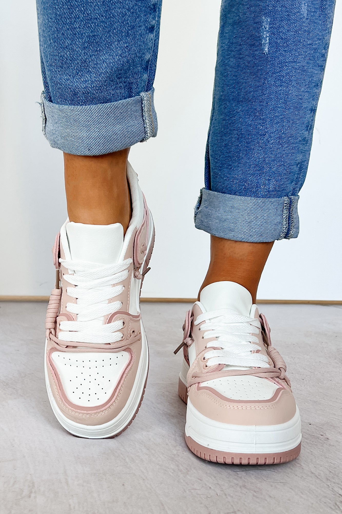 Fast Track Fashion Lace Up Platform Sneakers (Blush)-The Formal Wear