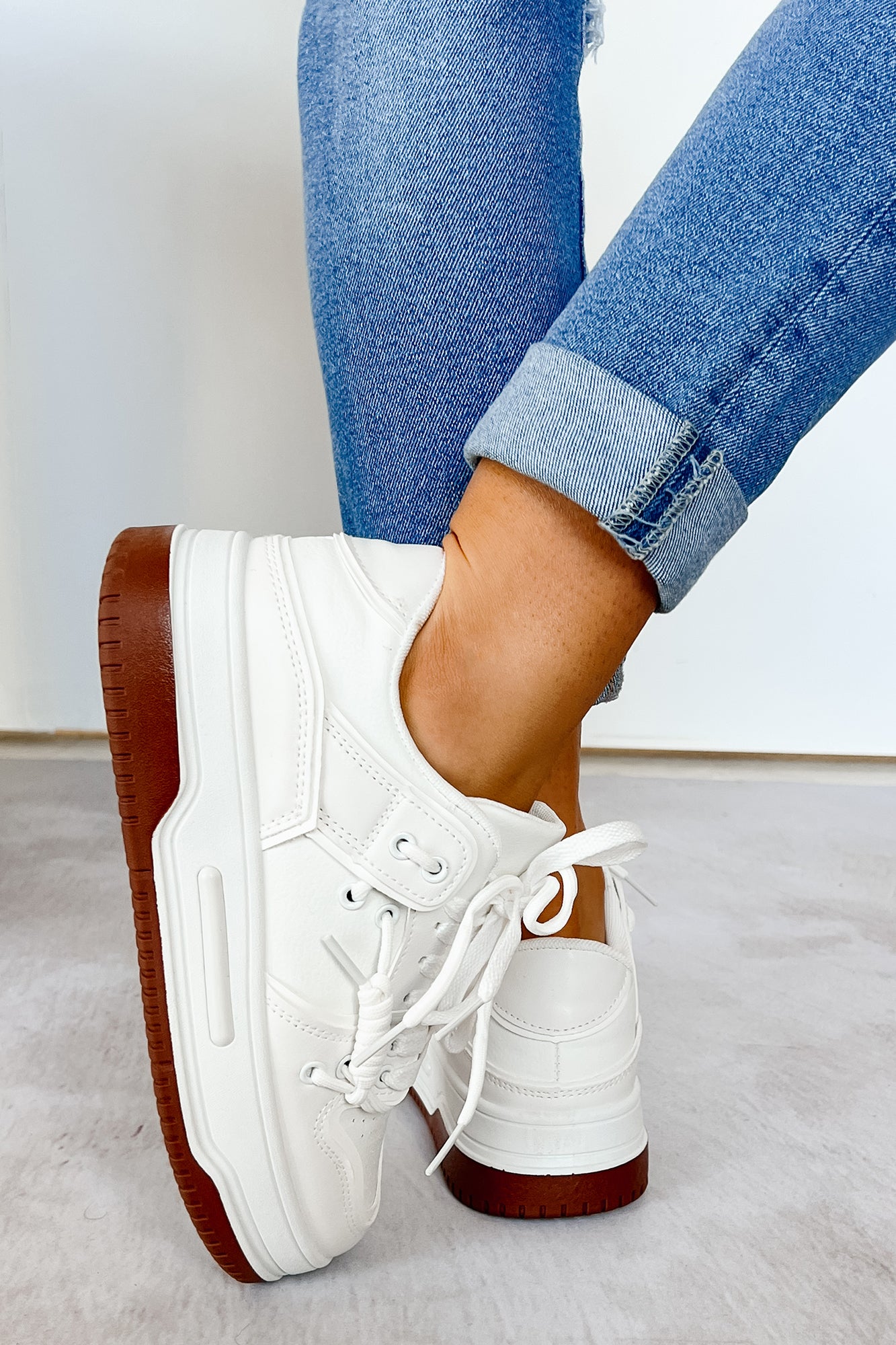 Fast Track Fashion Lace Up Platform Sneakers (White)-The Formal Wear