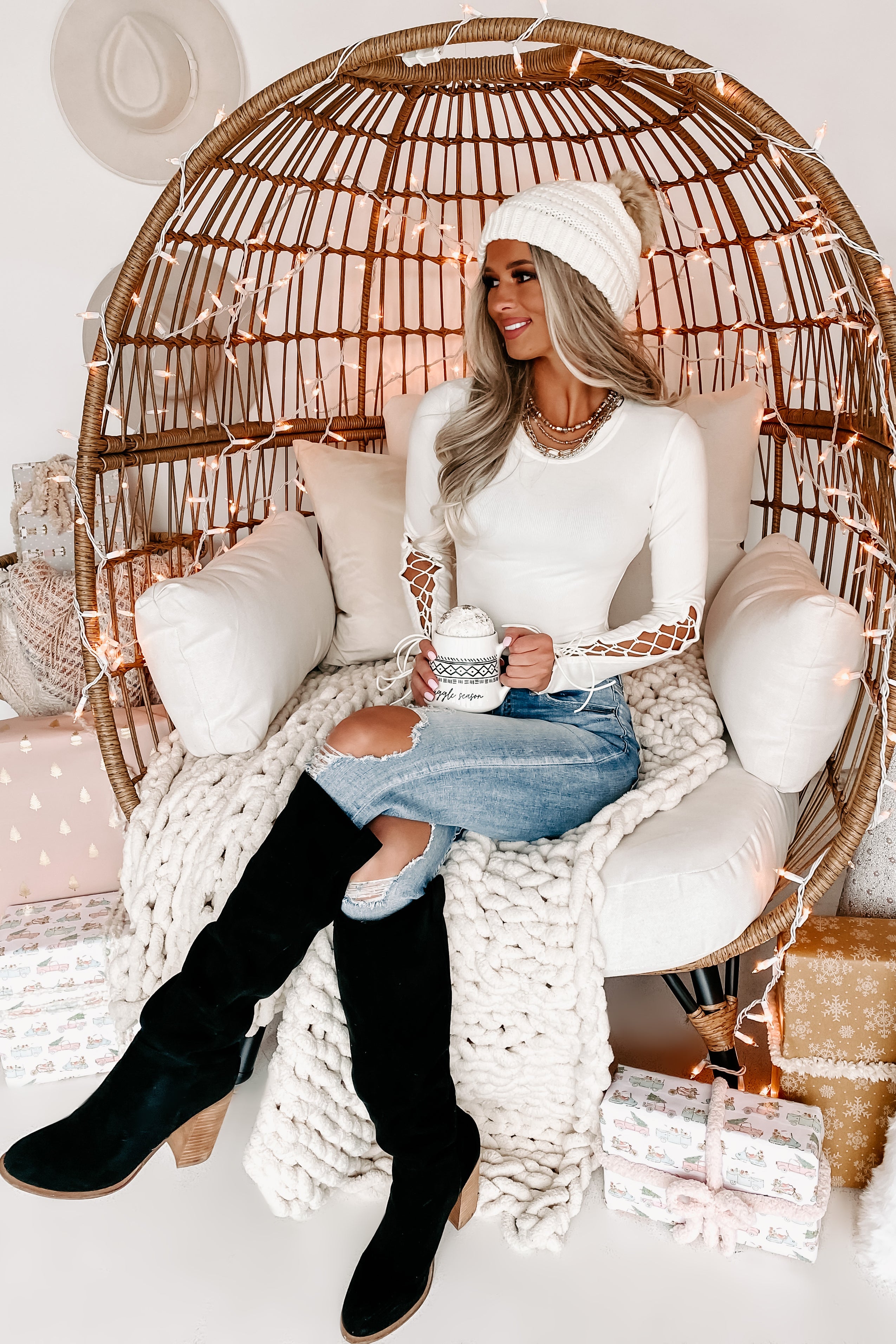 My Only Choice Sneak Peek High Rise Rip Knee Skinny Jeans (Medium Light)-The Formal Wear