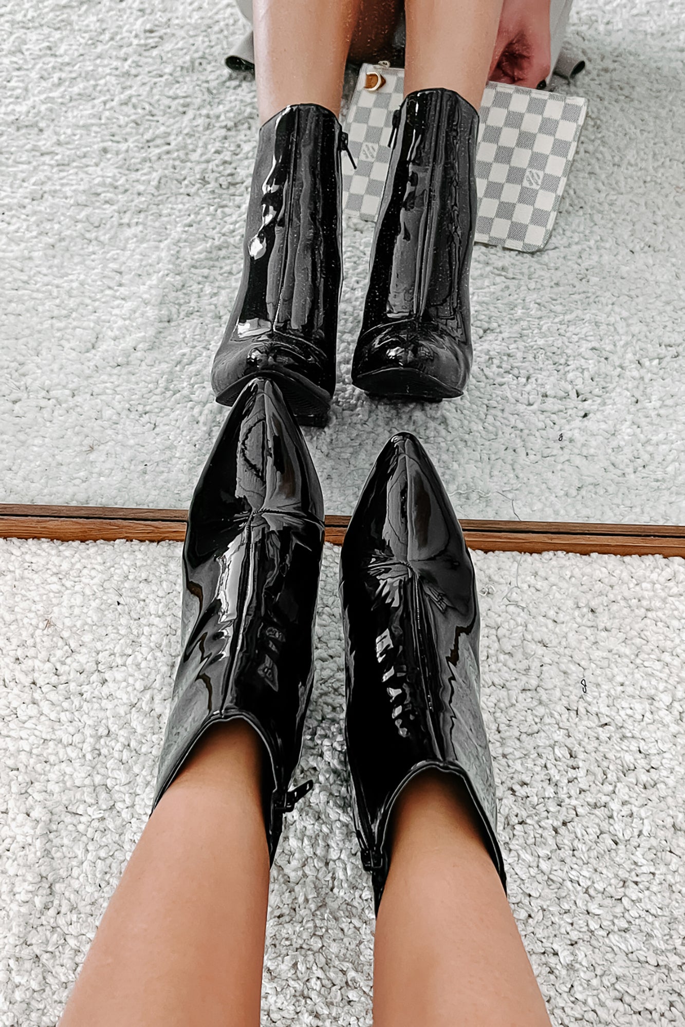 Mariko Patent Leather Booties (Black)-The Formal Wear