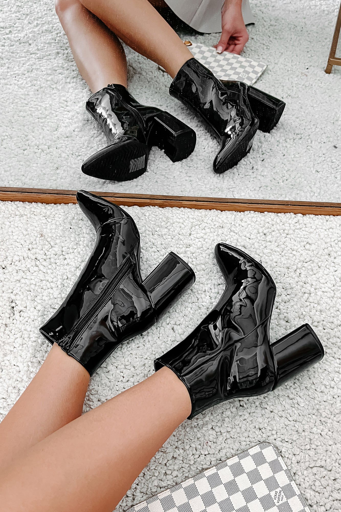 Mariko Patent Leather Booties (Black)-The Formal Wear