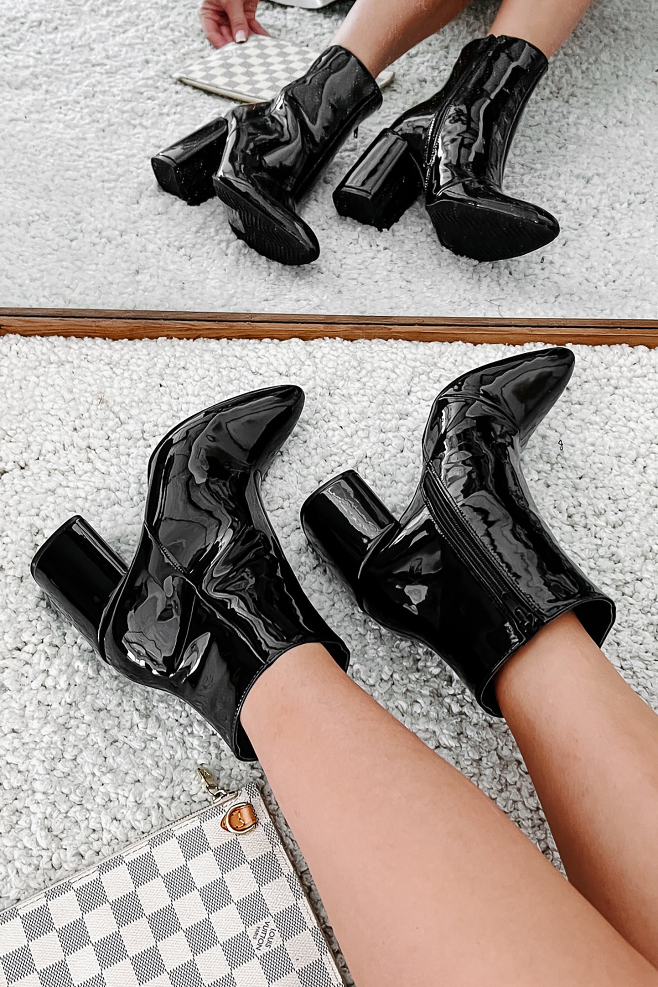 Mariko Patent Leather Booties (Black)-The Formal Wear