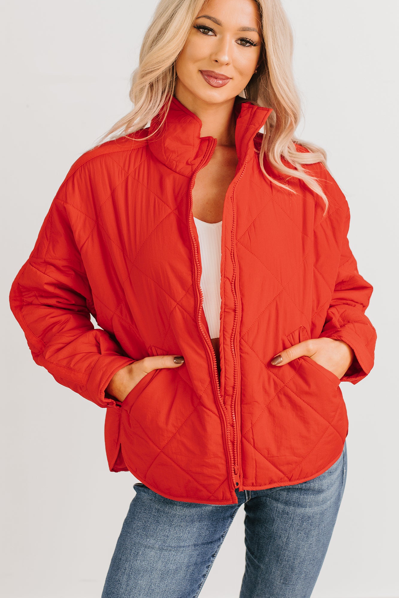 Autumn Memories Quilted Jacket (Poppy Red)-The Formal Wear