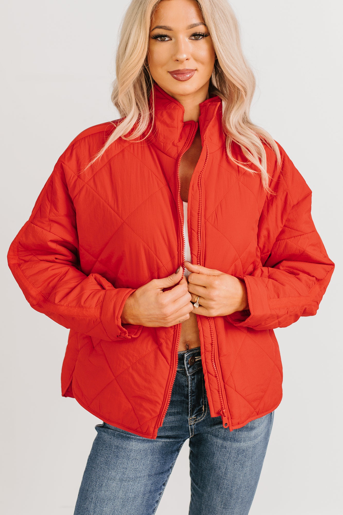 Autumn Memories Quilted Jacket (Poppy Red)-The Formal Wear