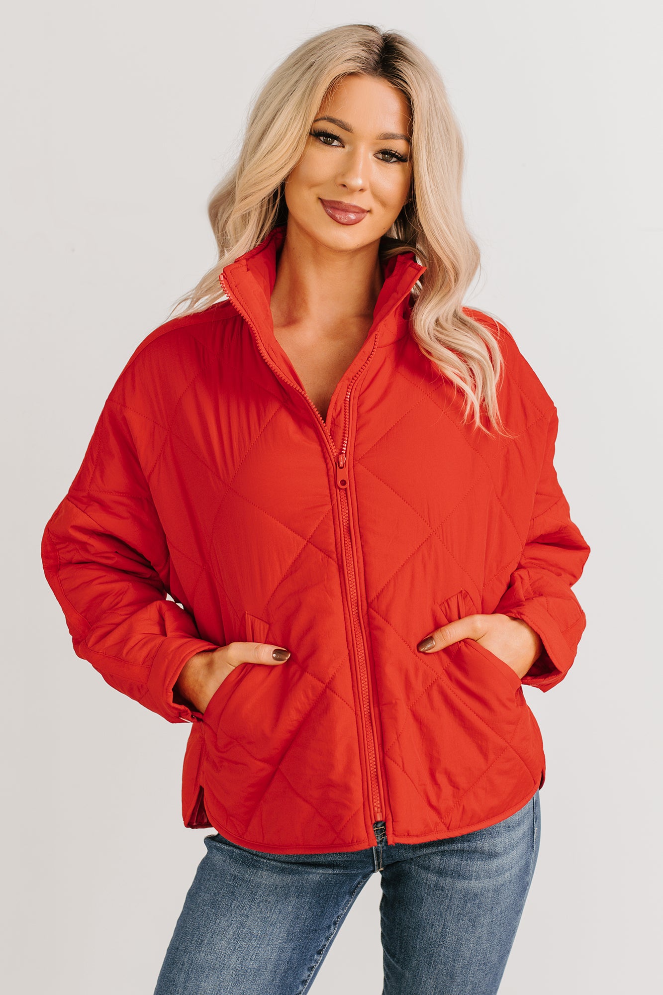 Autumn Memories Quilted Jacket (Poppy Red)-The Formal Wear