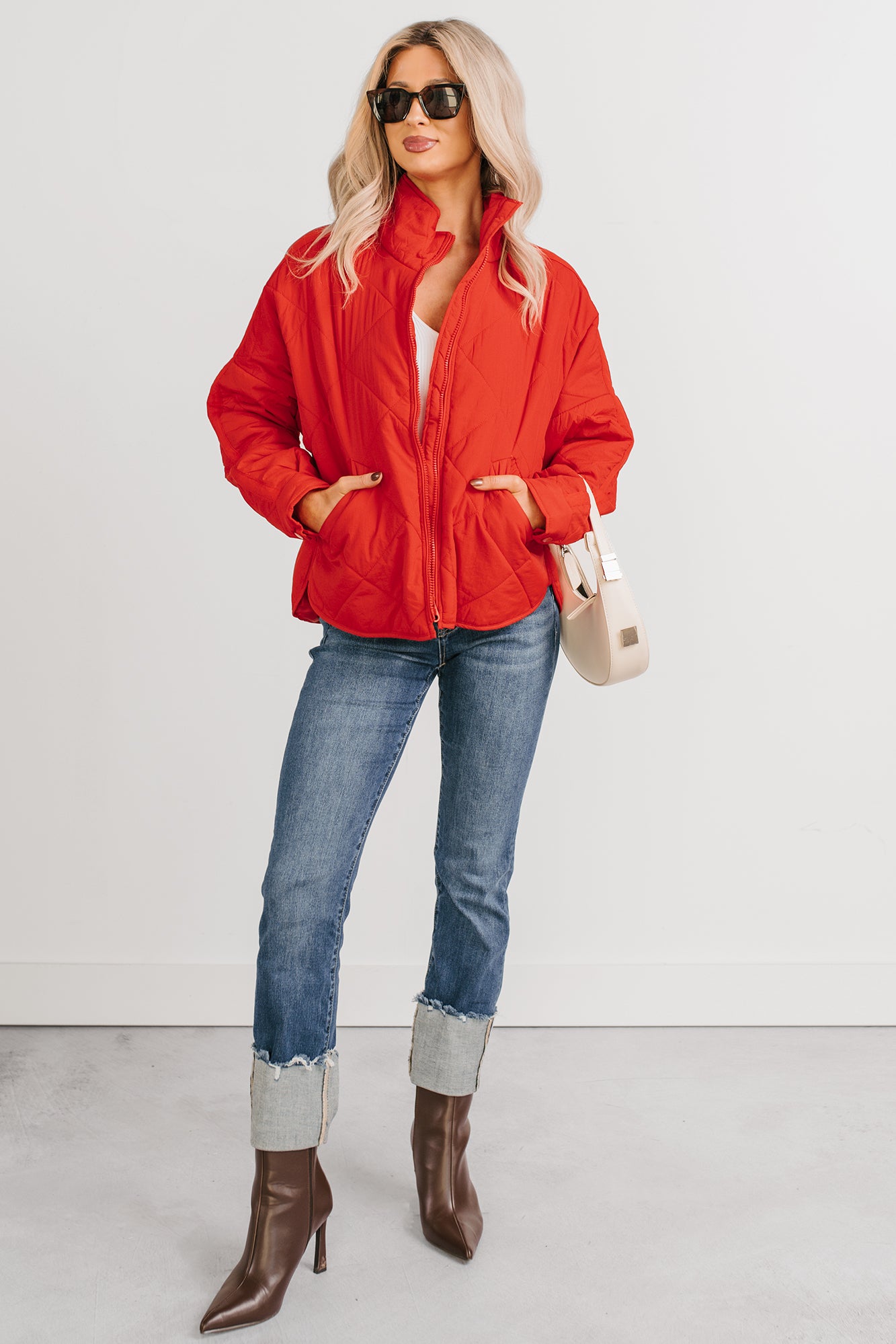 Autumn Memories Quilted Jacket (Poppy Red)-The Formal Wear