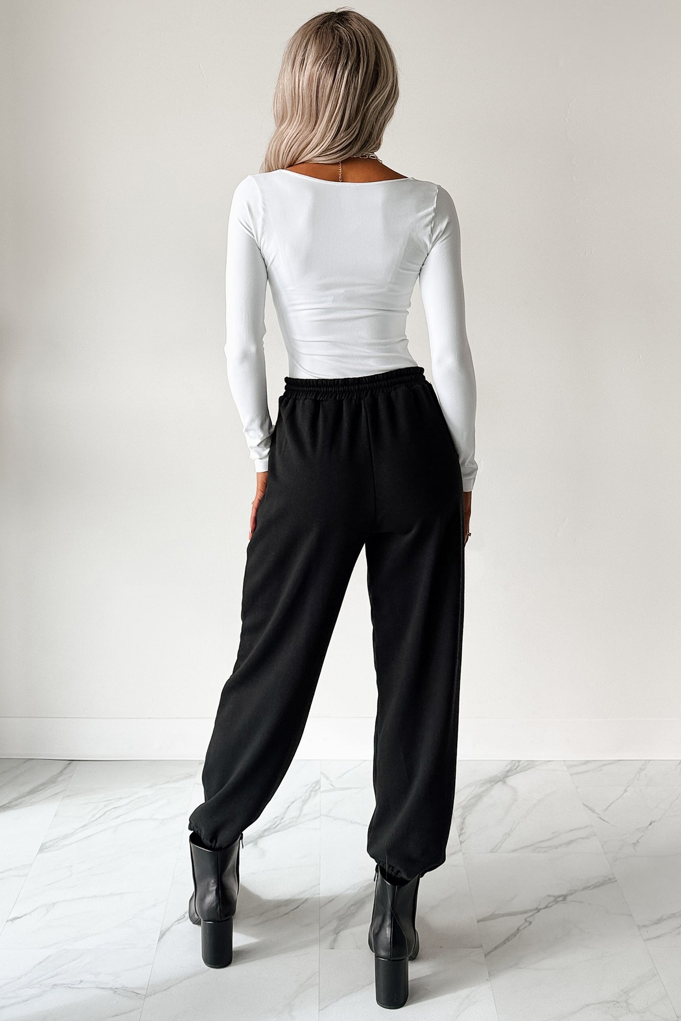 Everyday Lovely V Neck Long Sleeve Bodysuit (White)-The Formal Wear