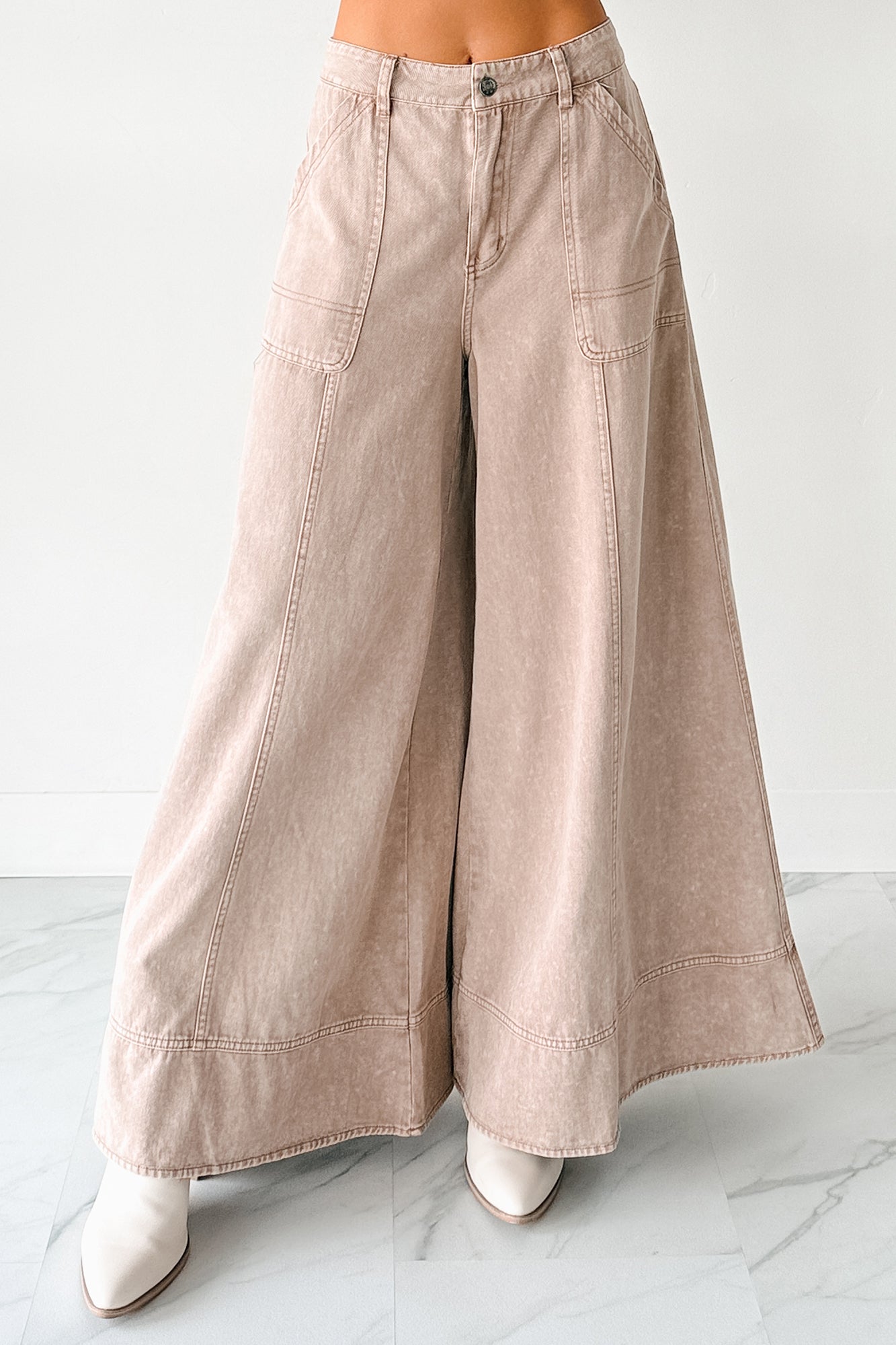 Norris Ultra Wide Leg Mustard Seed Jeans (Mocha Mousse)-The Formal Wear