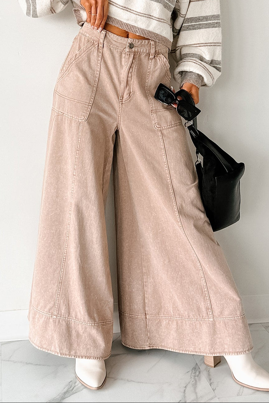 Norris Ultra Wide Leg Mustard Seed Jeans (Mocha Mousse)-The Formal Wear