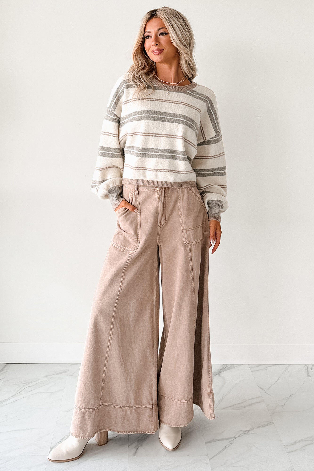 Norris Ultra Wide Leg Mustard Seed Jeans (Mocha Mousse)-The Formal Wear