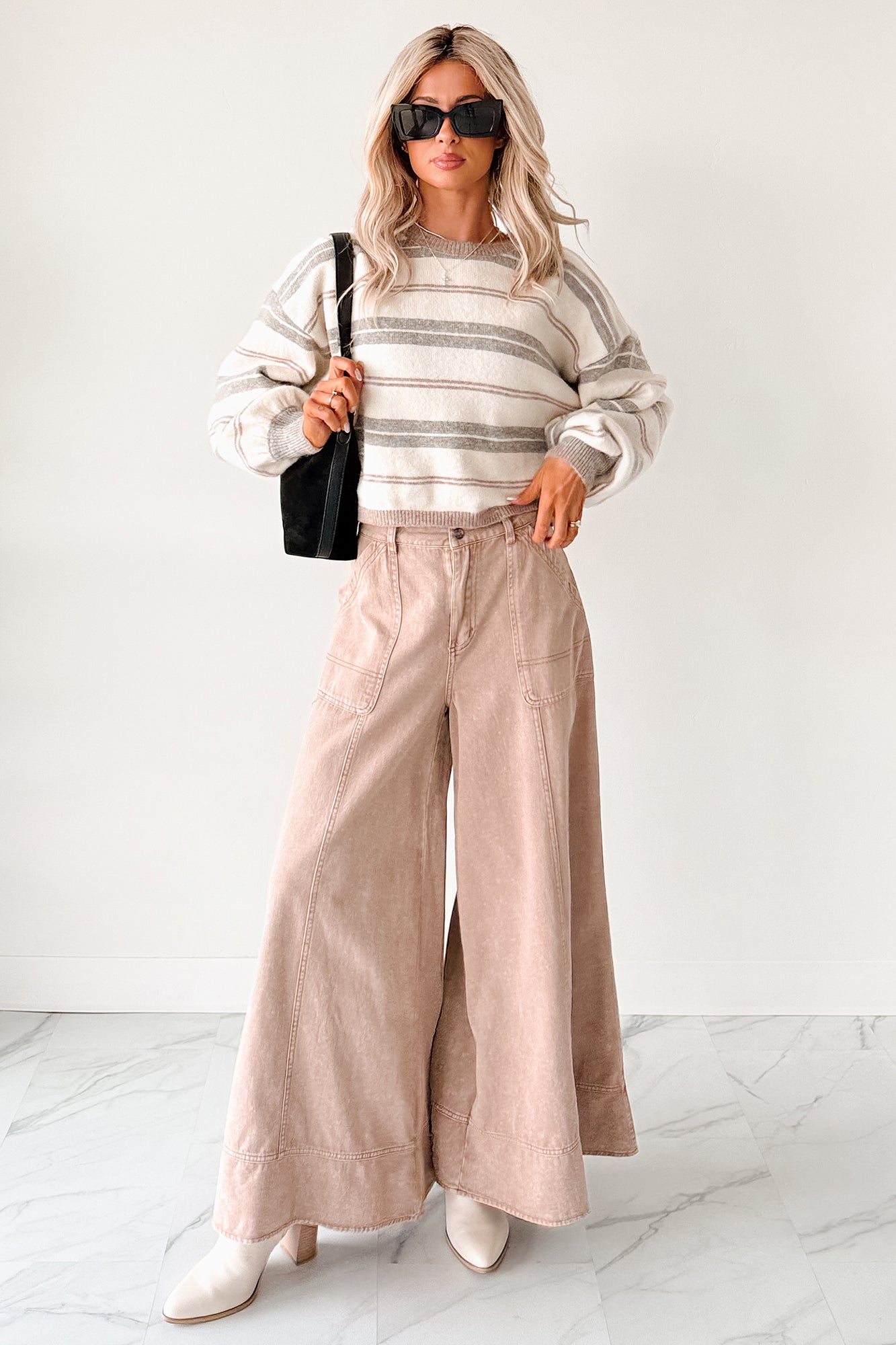 Norris Ultra Wide Leg Mustard Seed Jeans (Mocha Mousse)-The Formal Wear