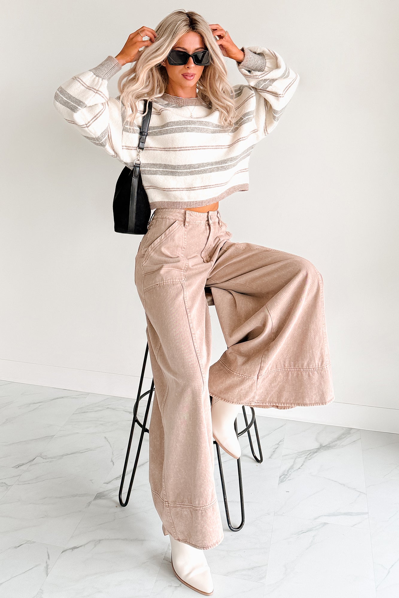 Norris Ultra Wide Leg Mustard Seed Jeans (Mocha Mousse)-The Formal Wear