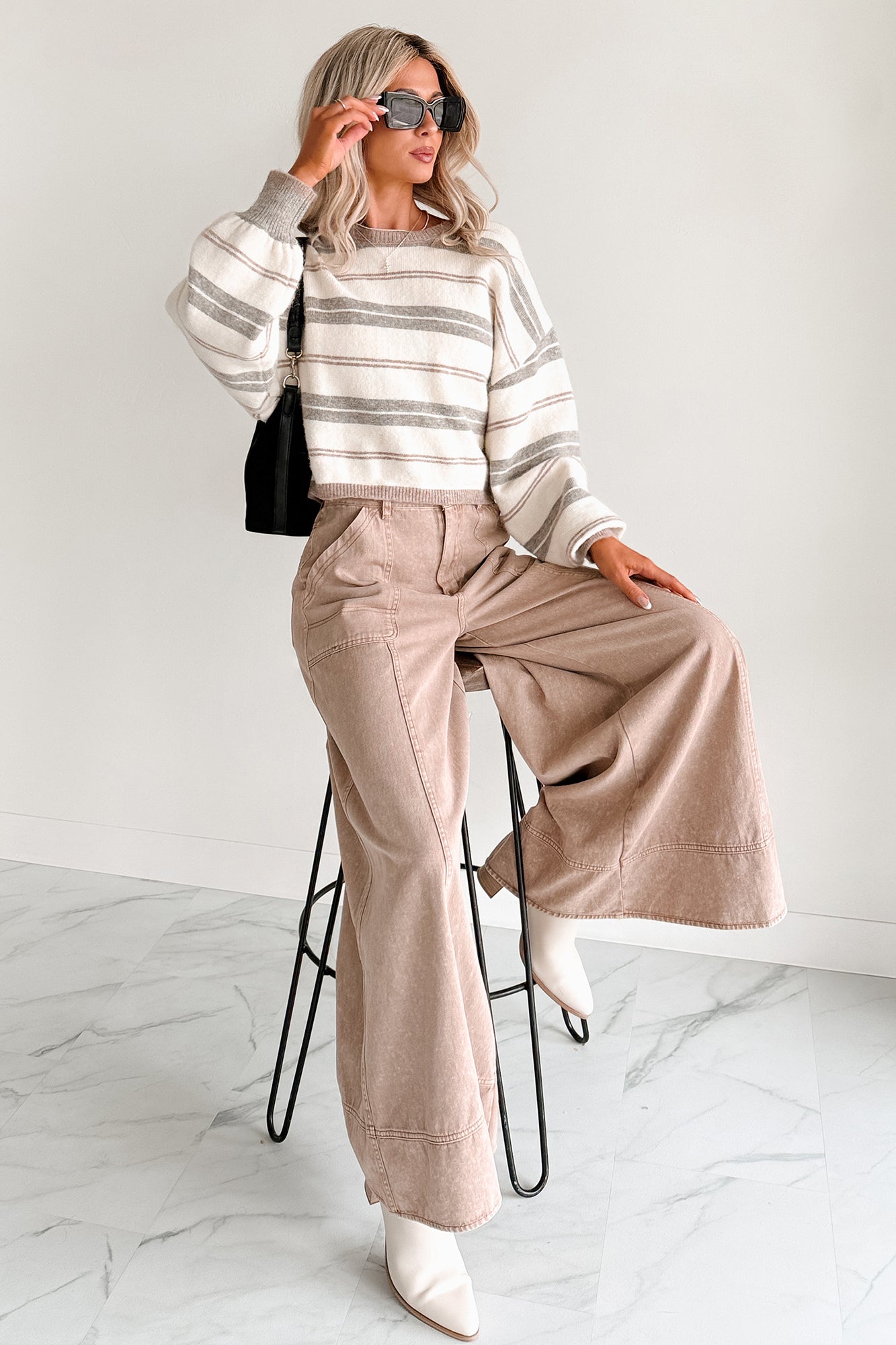 Norris Ultra Wide Leg Mustard Seed Jeans (Mocha Mousse)-The Formal Wear