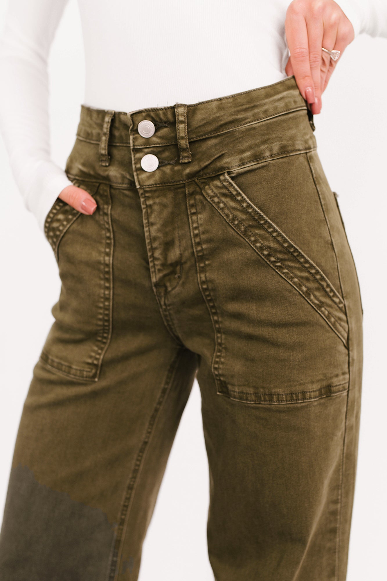 Henley Wide Leg Mica Denim Jeans (Fern Green)-The Formal Wear