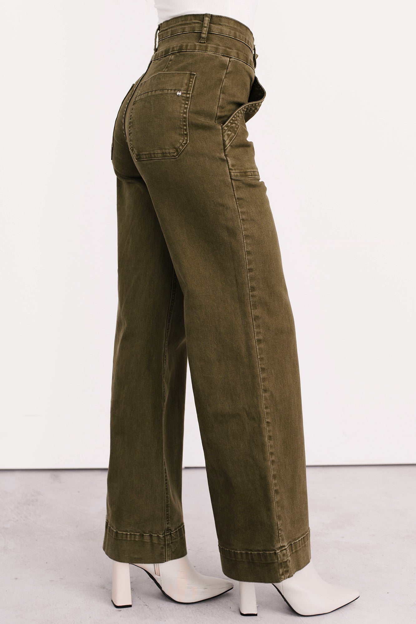 Henley Wide Leg Mica Denim Jeans (Fern Green)-The Formal Wear