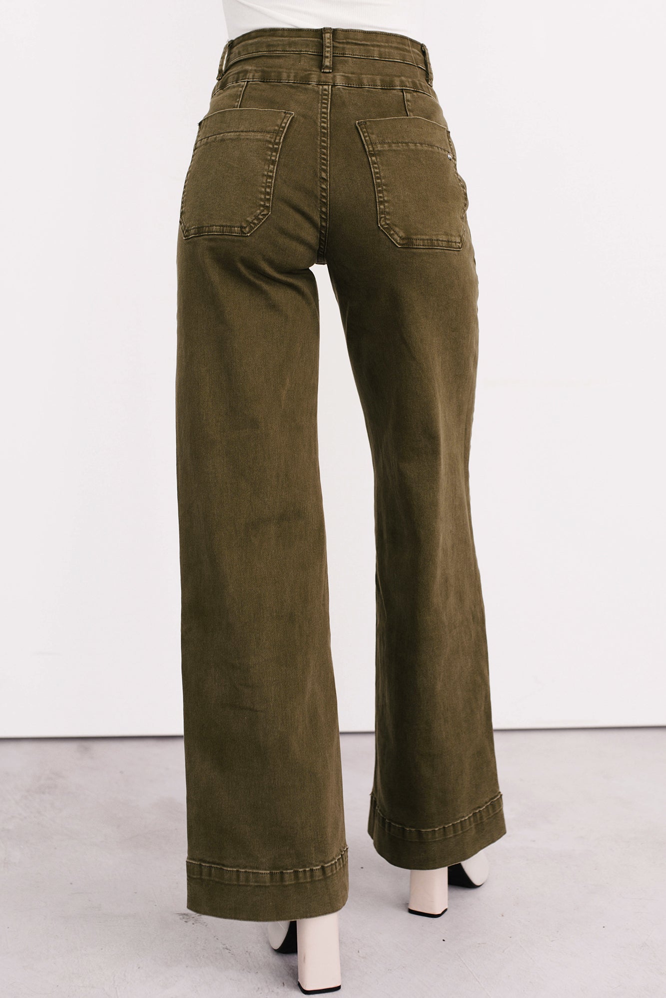 Henley Wide Leg Mica Denim Jeans (Fern Green)-The Formal Wear