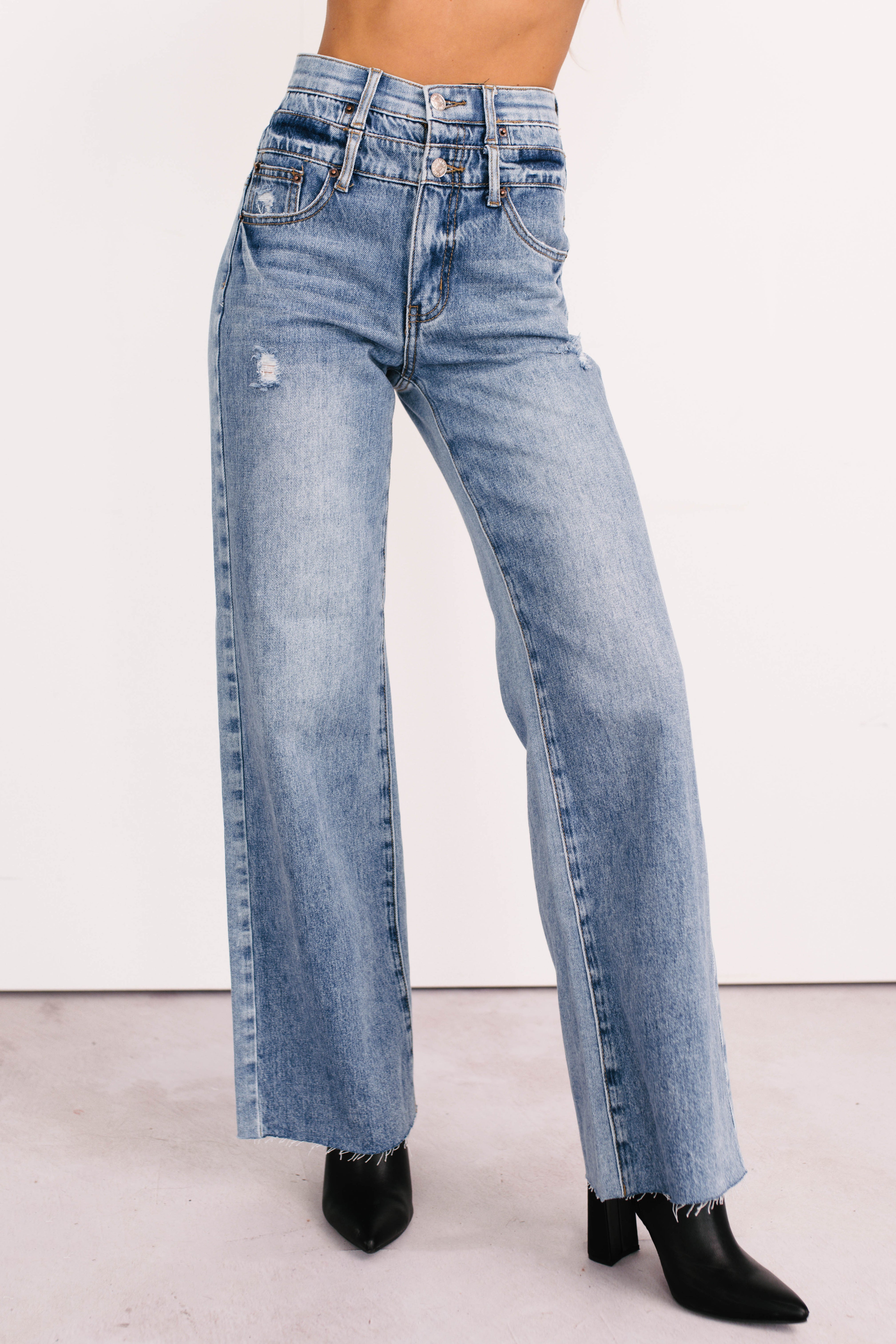 Xander High Rise Double Waist Saige Denim Jeans (Medium)-The Formal Wear