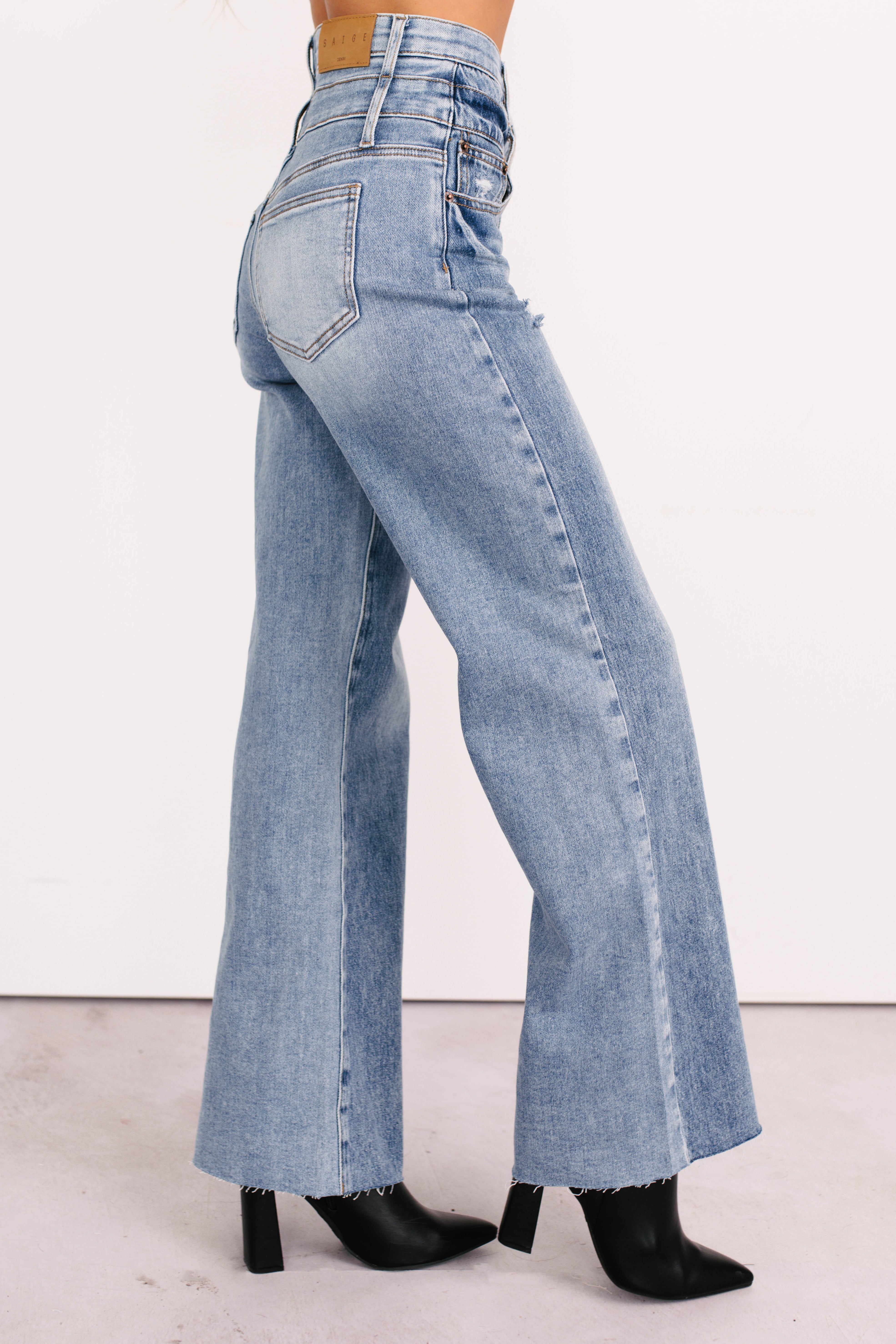 Xander High Rise Double Waist Saige Denim Jeans (Medium)-The Formal Wear