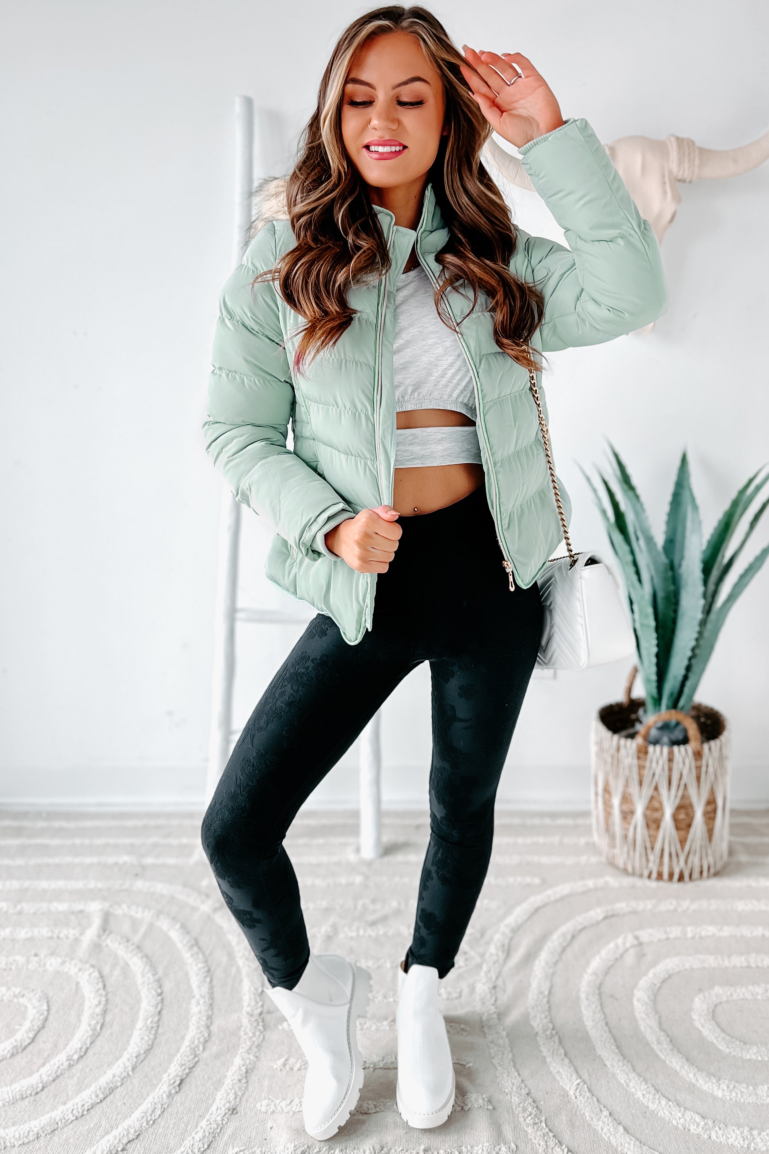 Mountain Pass Hooded Puffer Jacket (Mint)-The Formal Wear