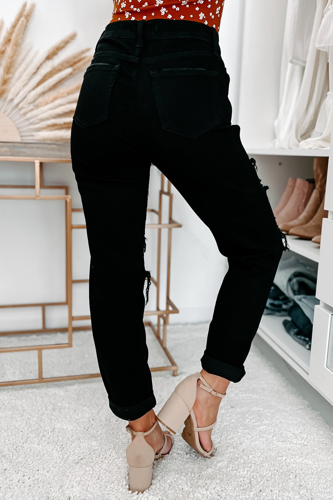 Ryden Distressed Boyfriend High Rise Eunina Jeans (Black)-The Formal Wear