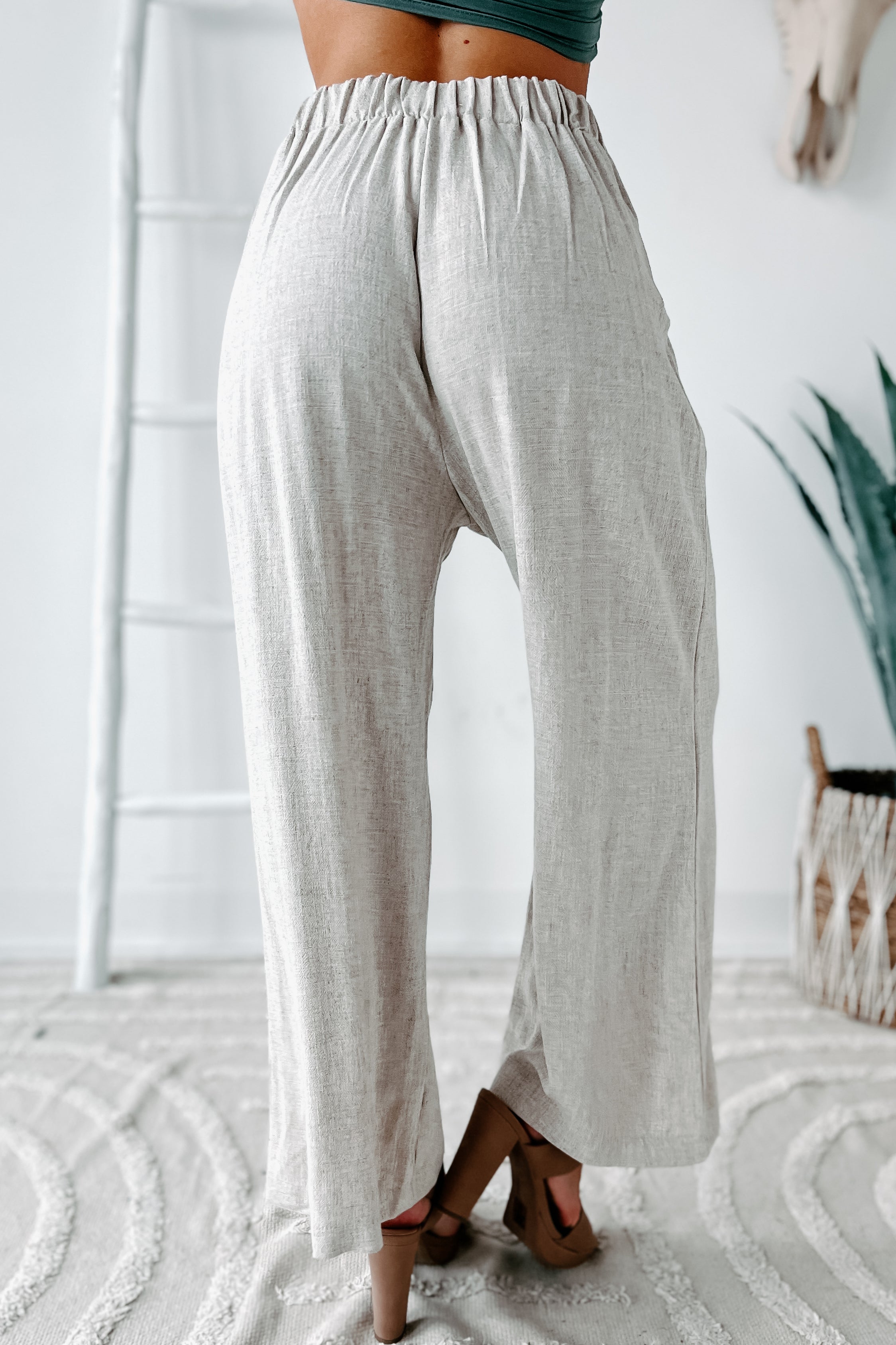 Can't Be Tempted High Waisted Cropped Linen Pants (Oatmeal)-The Formal Wear