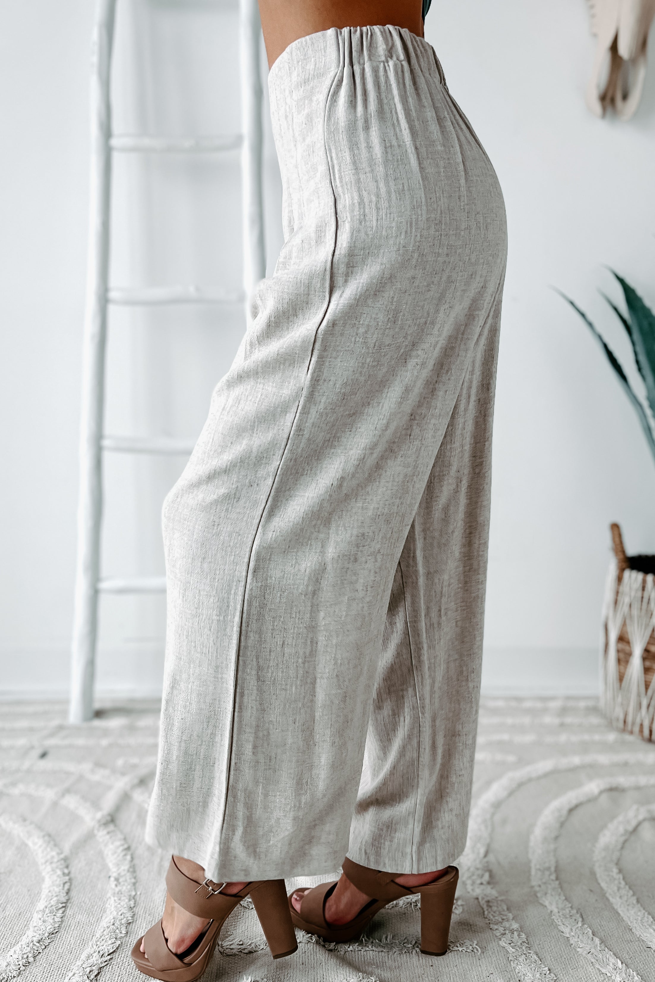 Can't Be Tempted High Waisted Cropped Linen Pants (Oatmeal)-The Formal Wear