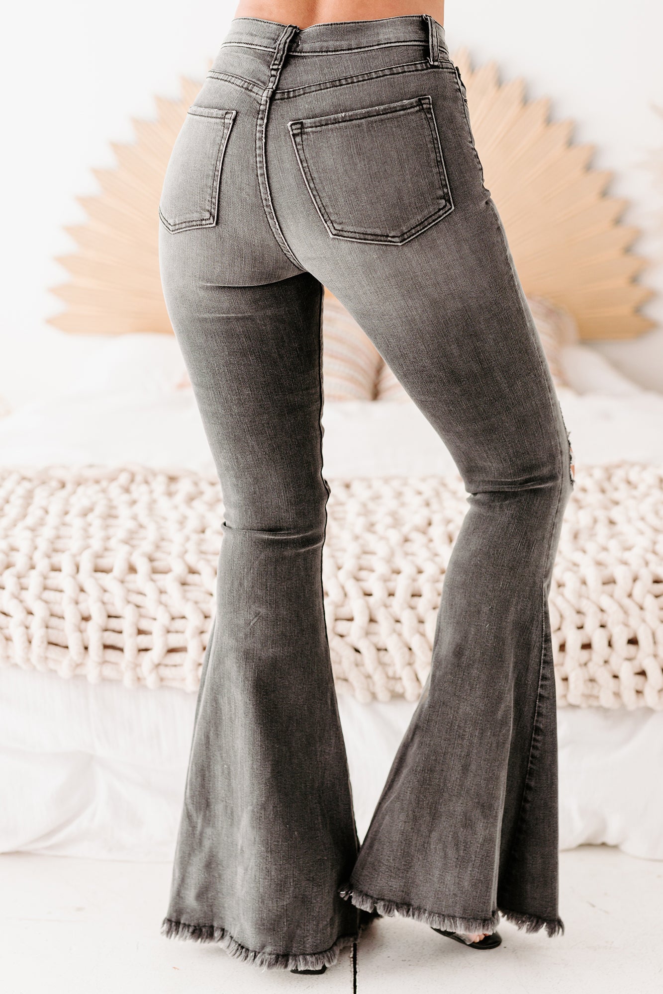 Spencer Mid Rise Flared Sneak Peek Jeans (Black)-The Formal Wear