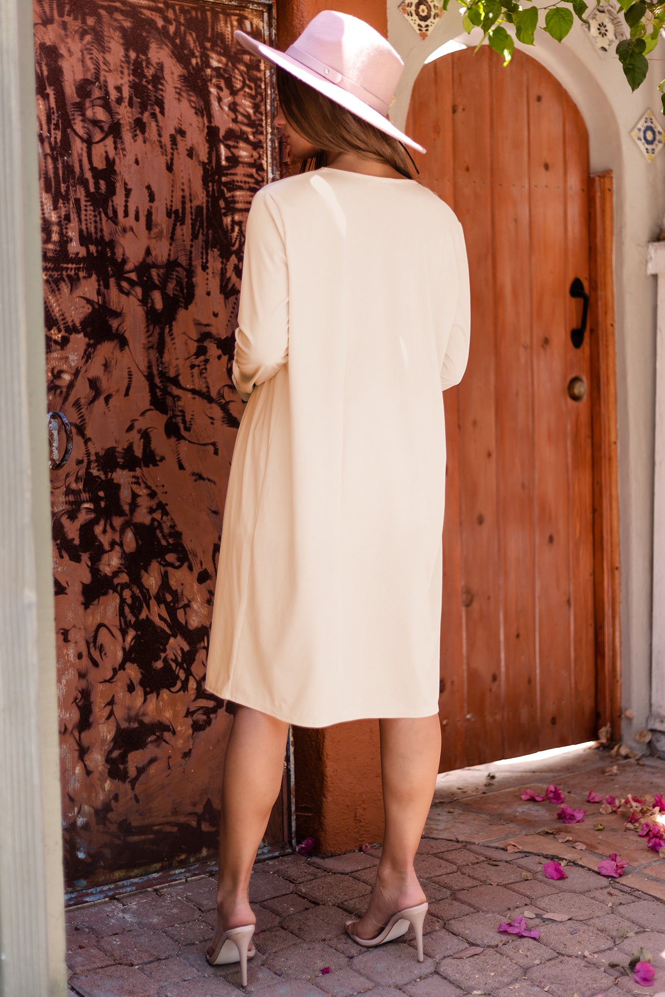 Helpful Hints Ribbed Open Front Cardigan (Natural)-The Formal Wear