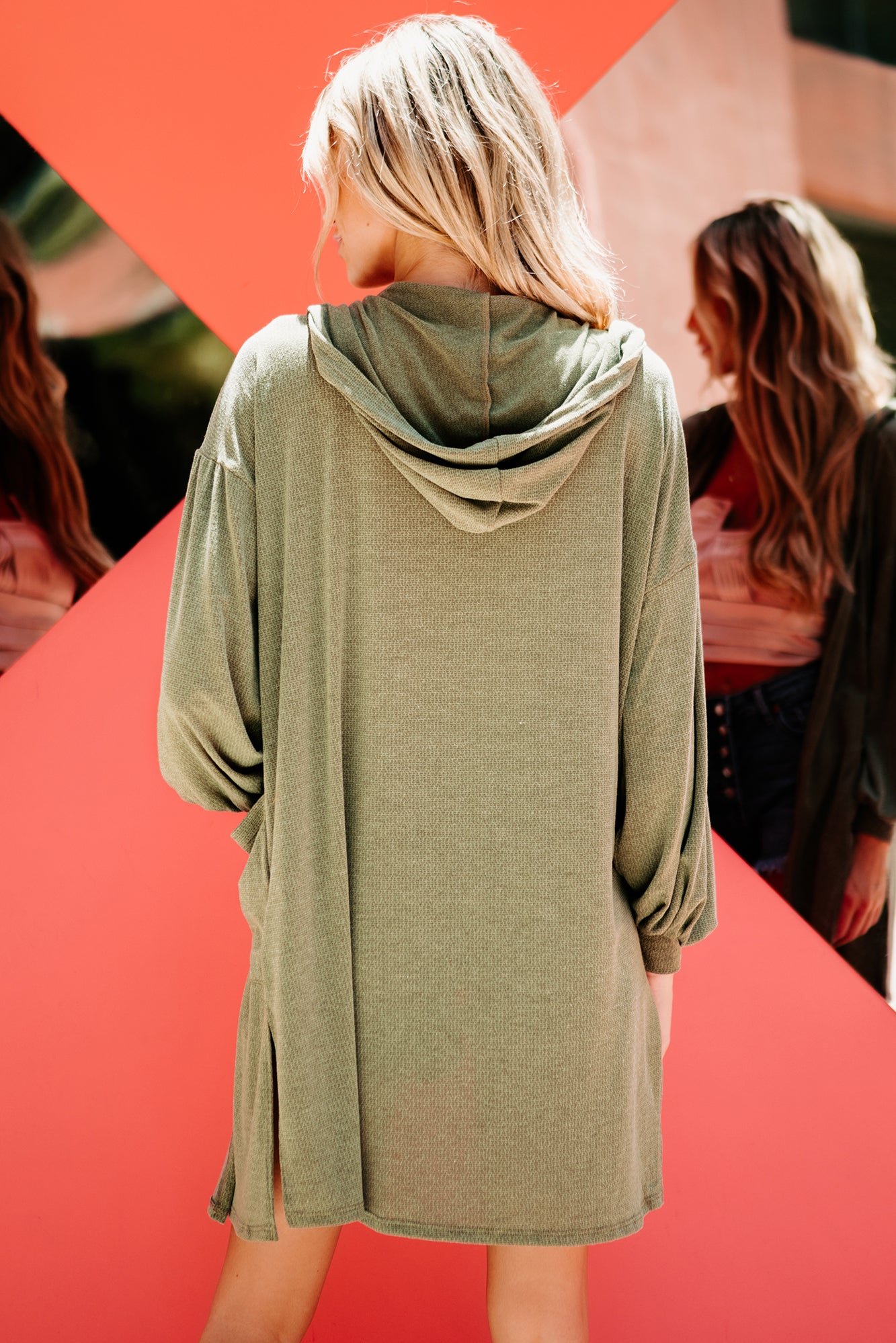 Hampton Hideaway Open Front Hooded Cardigan (Olive)-The Formal Wear