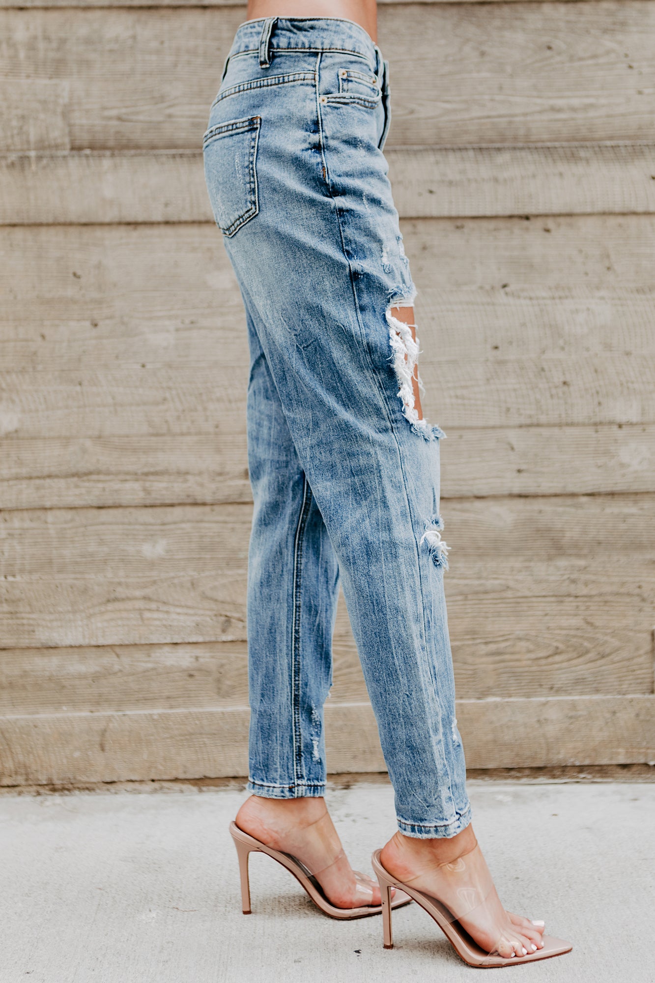 As You Wish Mid-Rise Distressed Boyfriend Jeans (Medium)-The Formal Wear