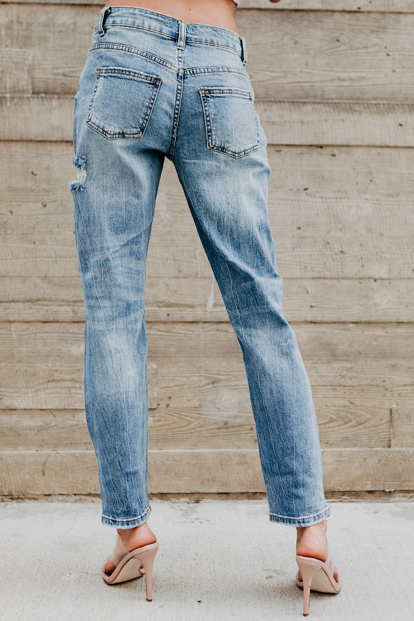 As You Wish Mid-Rise Distressed Boyfriend Jeans (Medium)-The Formal Wear