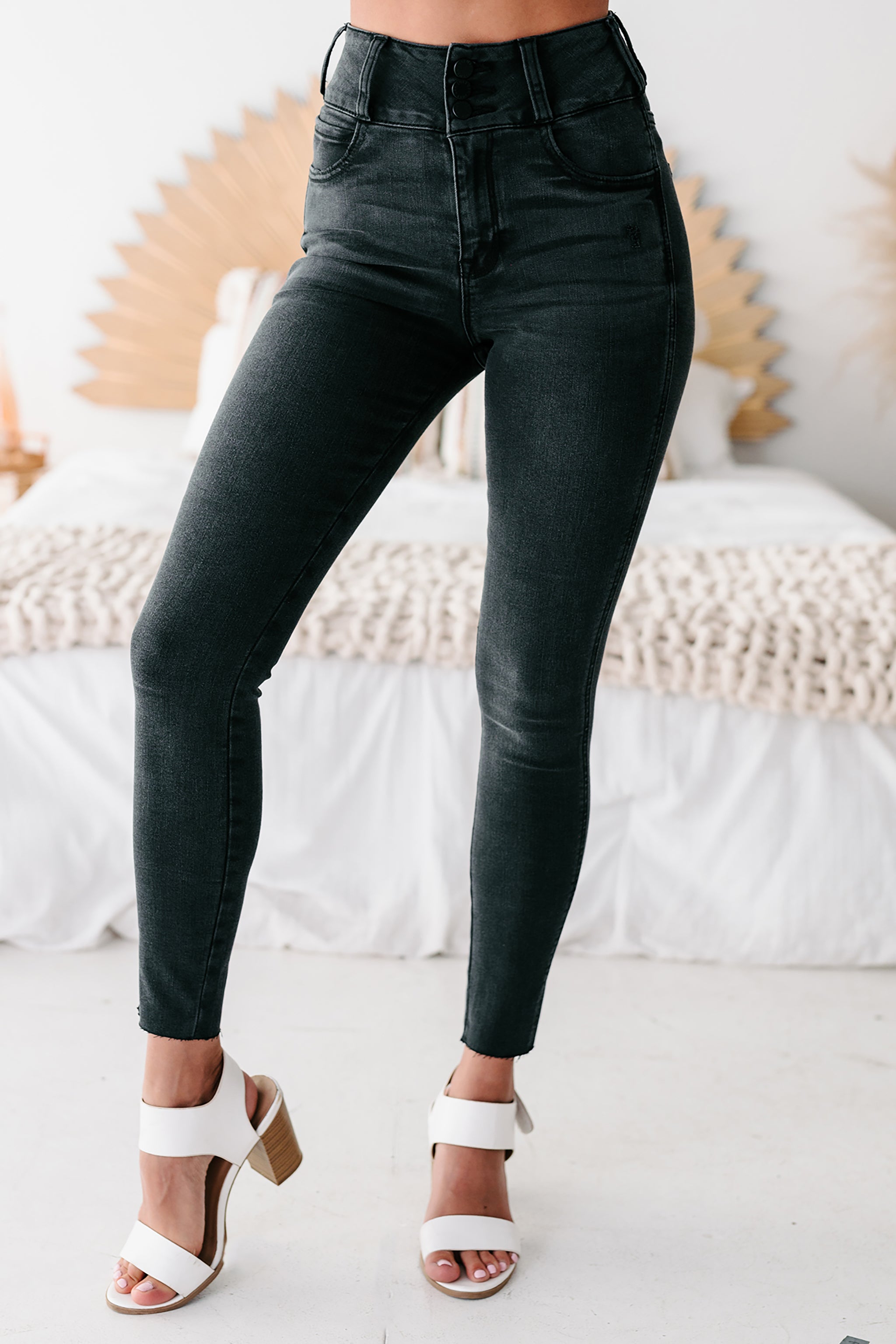 Differing Opinions Just Panmaco High Rise Extended Waist Skinny Jeans (Black)-The Formal Wear