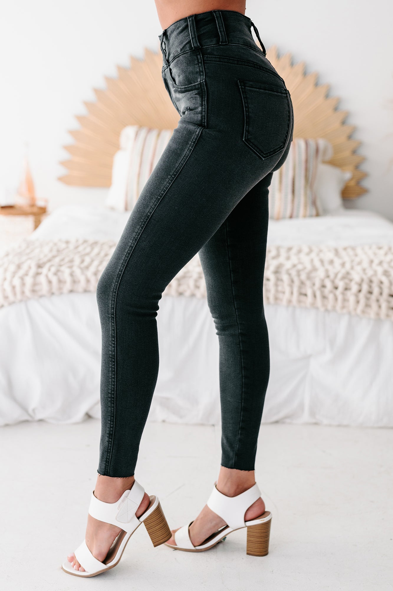 Differing Opinions Just Panmaco High Rise Extended Waist Skinny Jeans (Black)-The Formal Wear