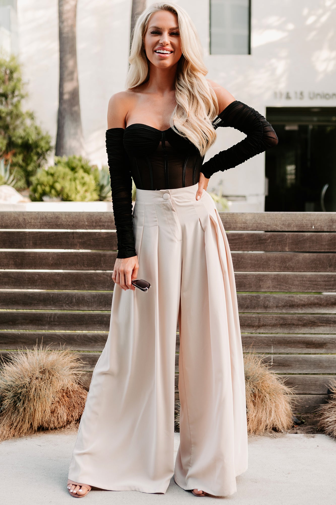 Siren Song Mesh Off The Shoulder Bustier Bodysuit (Black)-The Formal Wear