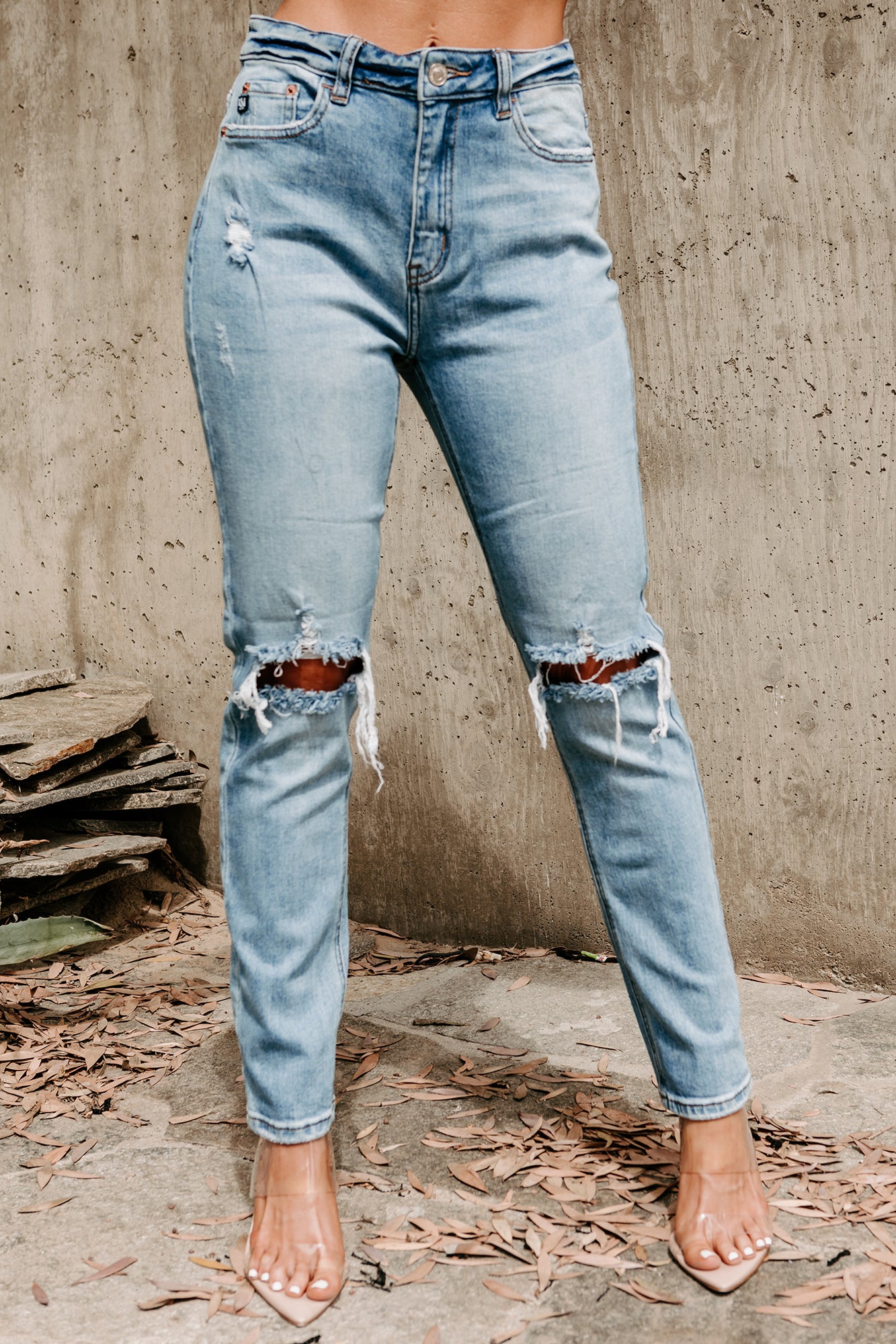 Destructive Hearts High Rise Distressed Straight Leg Jeans (Medium)-The Formal Wear