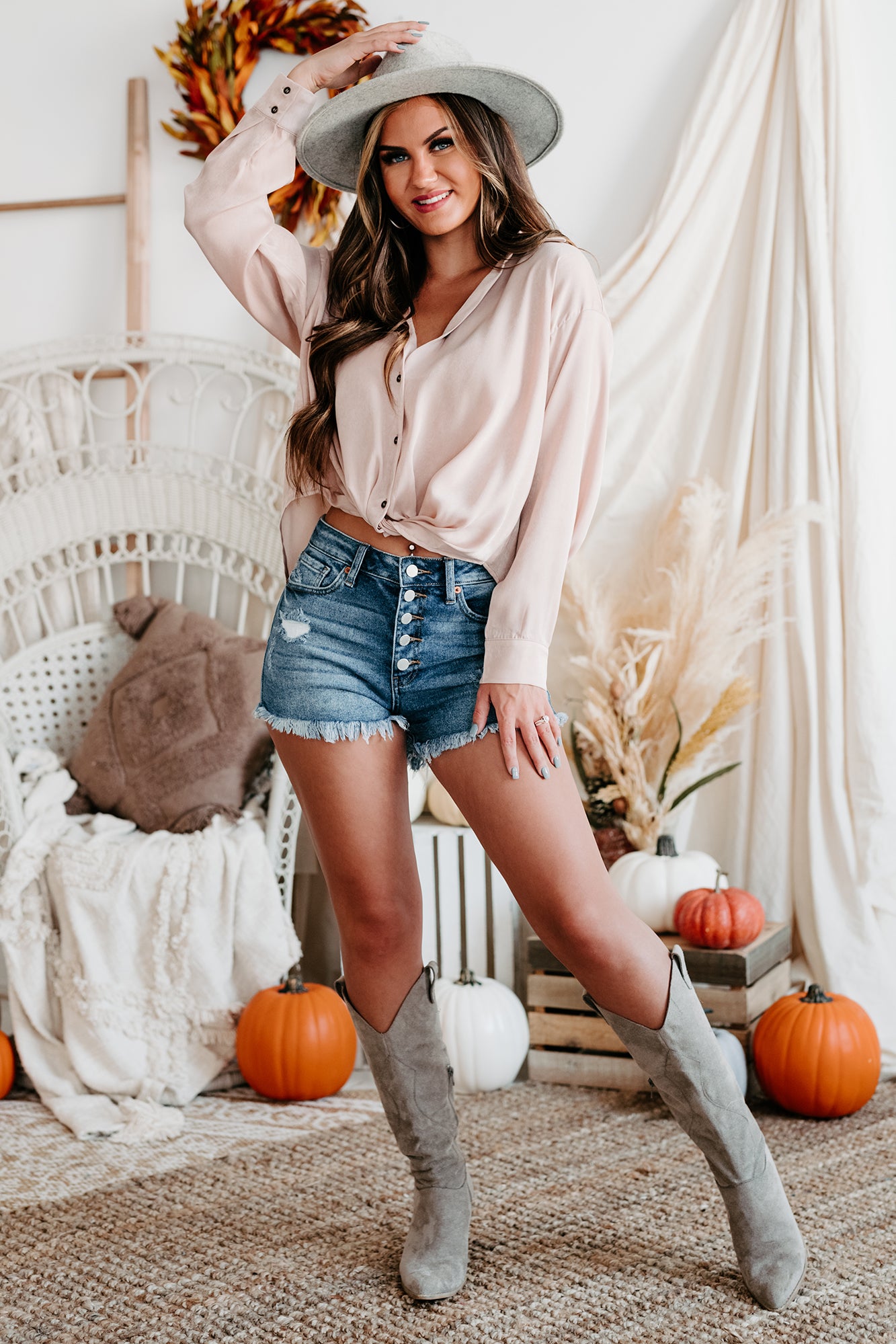 State Your Case  Satin Twist Front Button-Down Top (Nude)-The Formal Wear