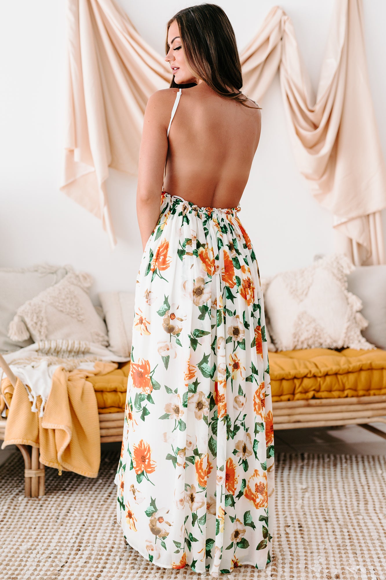 Garden Meandering Crochet Floral Maxi Dress (Floral)-The Formal Wear