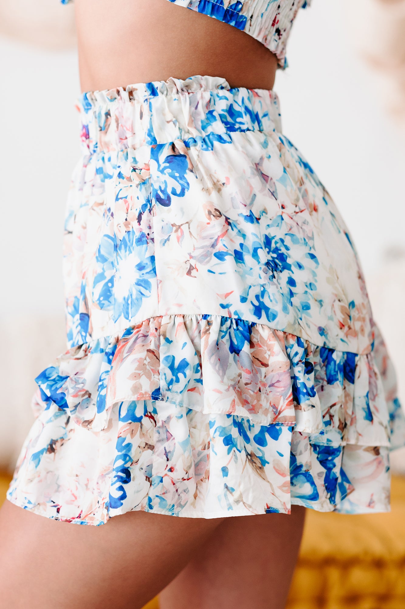 Sweeter Still Floral Two Piece Set (Blue)-The Formal Wear